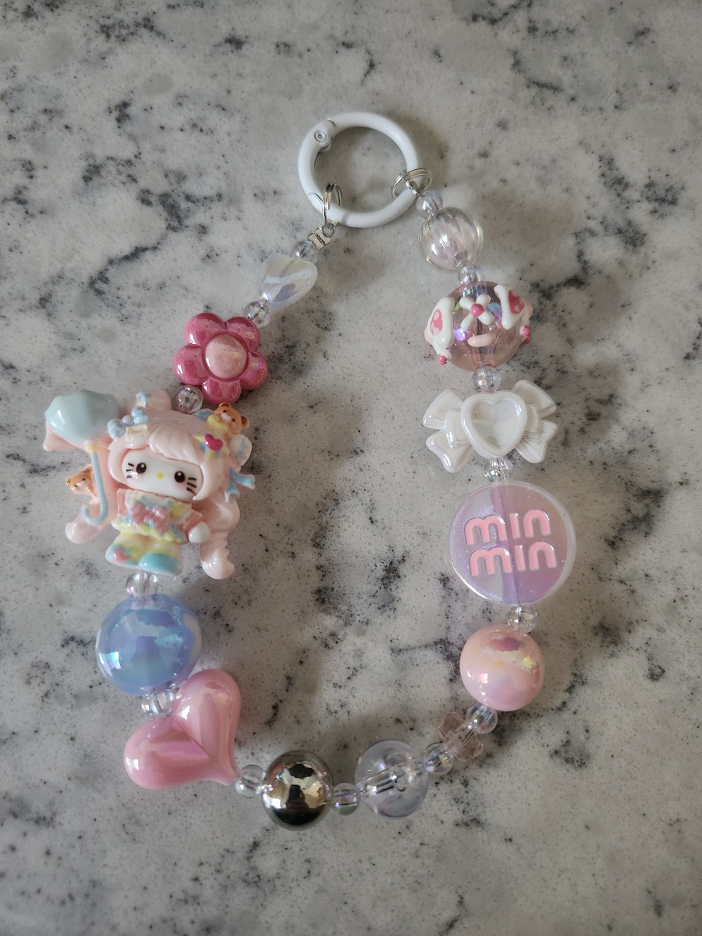 Pastel Charm Beaded Keychain
